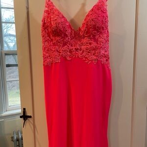 Elegant Pink Lace Prom Dress